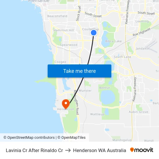 Lavinia Cr After Rinaldo Cr to Henderson WA Australia map