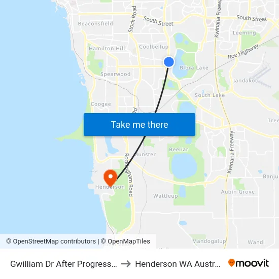 Gwilliam Dr After Progress Dr to Henderson WA Australia map