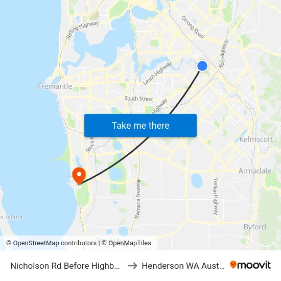 Nicholson Rd Before Highbury Cr to Henderson WA Australia map