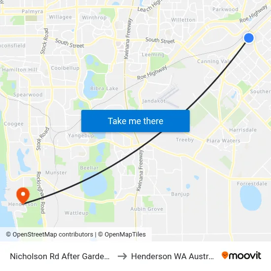 Nicholson Rd After Garden St to Henderson WA Australia map