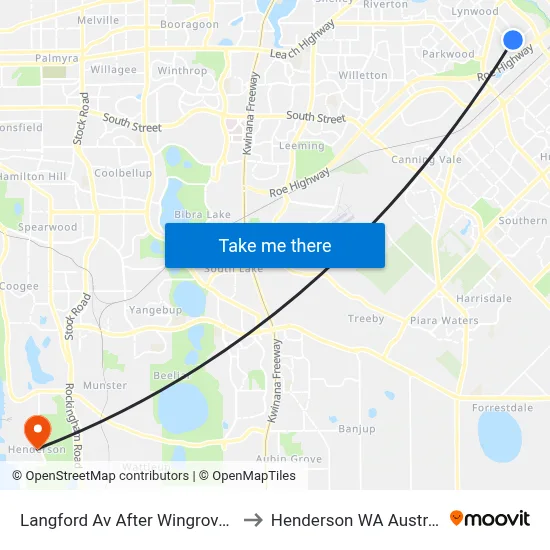 Langford Av After Wingrove Rd to Henderson WA Australia map