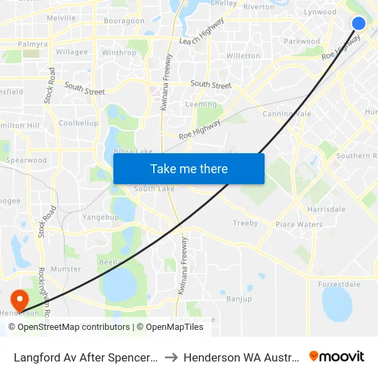 Langford Av After Spencer Rd to Henderson WA Australia map