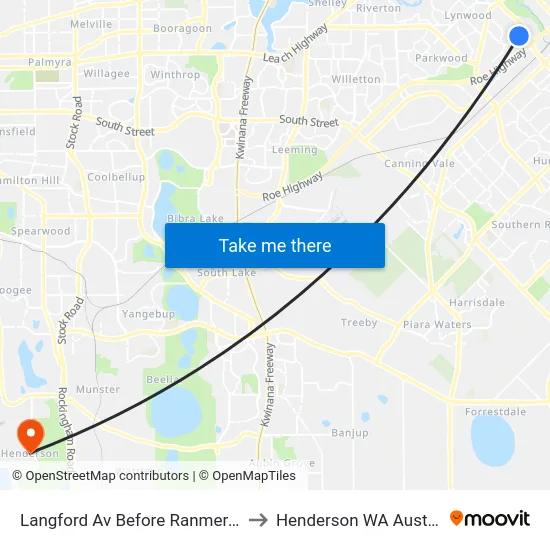 Langford Av Before Ranmere Wy to Henderson WA Australia map