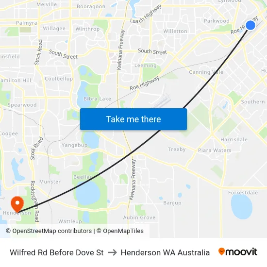 Wilfred Rd Before Dove St to Henderson WA Australia map