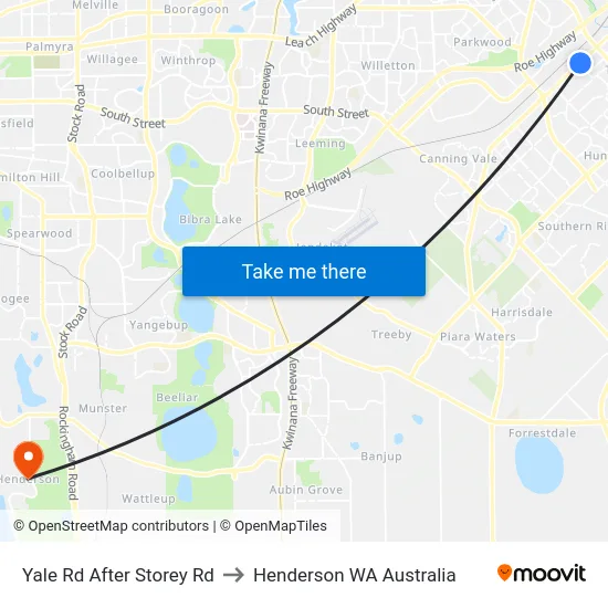 Yale Rd After Storey Rd to Henderson WA Australia map