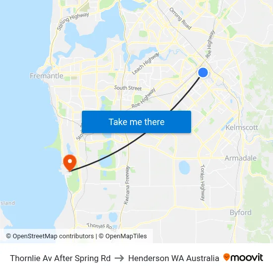 Thornlie Av After Spring Rd to Henderson WA Australia map