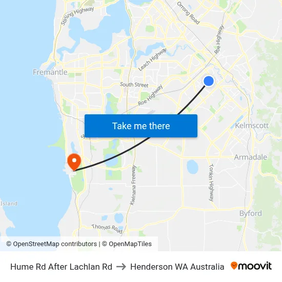 Hume Rd After Lachlan Rd to Henderson WA Australia map