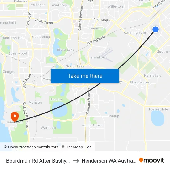 Boardman Rd After Bushy Gr to Henderson WA Australia map