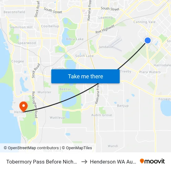 Tobermory Pass Before Nicholson Rd to Henderson WA Australia map