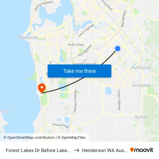 Forest Lakes Dr Before Lakeside Dr to Henderson WA Australia map