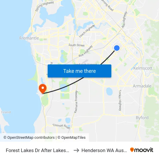 Forest Lakes Dr After Lakesend Rd to Henderson WA Australia map