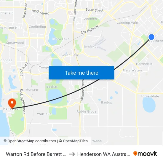 Warton Rd Before Barrett St to Henderson WA Australia map