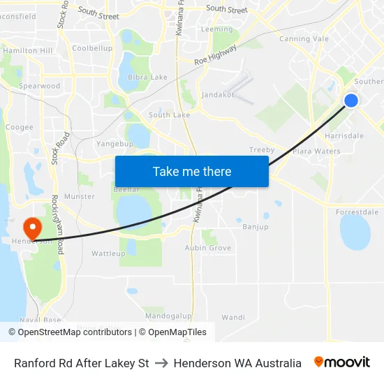 Ranford Rd After Lakey St to Henderson WA Australia map