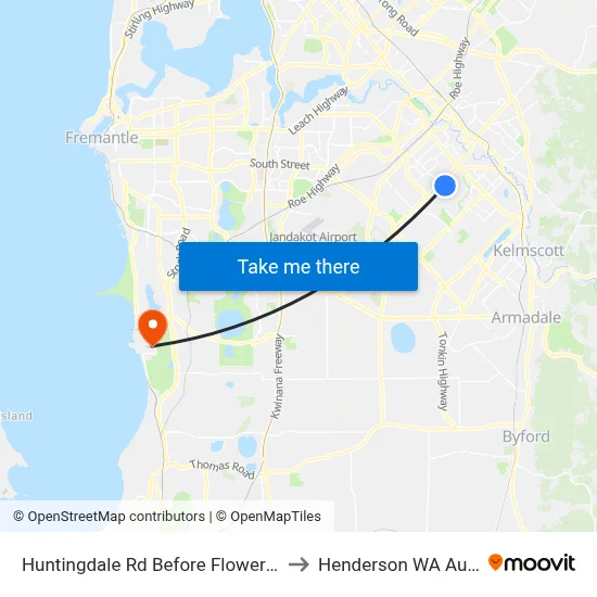 Huntingdale Rd Before Flowerwood Wy to Henderson WA Australia map