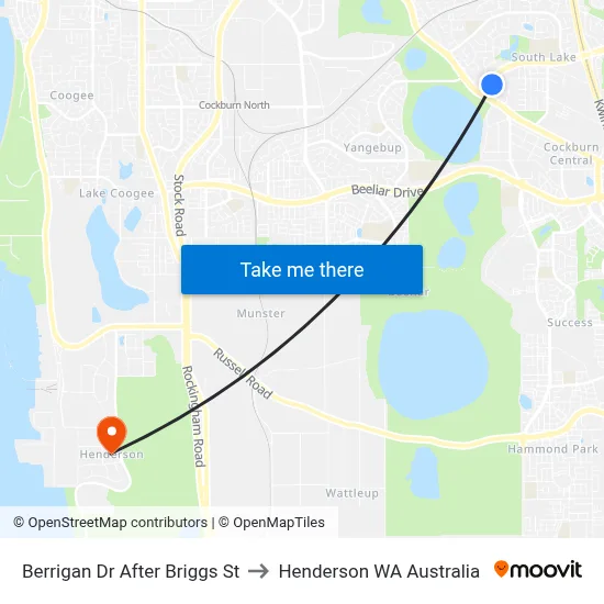 Berrigan Dr After Briggs St to Henderson WA Australia map