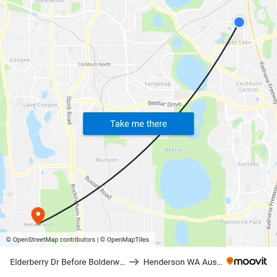 Elderberry Dr Before Bolderwood Dr to Henderson WA Australia map