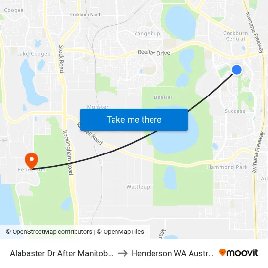 Alabaster Dr After Manitoba Pl to Henderson WA Australia map