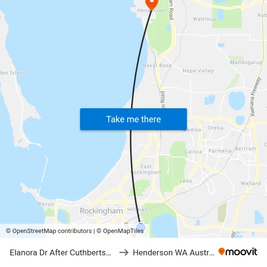Elanora Dr After Cuthbertson Dr to Henderson WA Australia map
