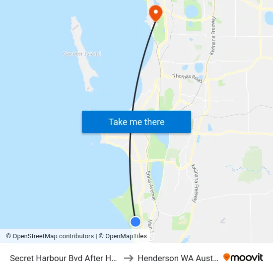 Secret Harbour Bvd After Horta L to Henderson WA Australia map