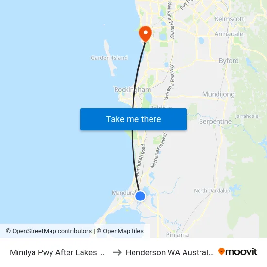Minilya Pwy After Lakes Rd to Henderson WA Australia map
