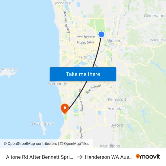 Altone Rd After Bennett Springs Dr to Henderson WA Australia map