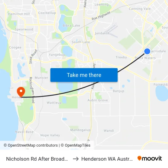 Nicholson Rd After Broadway to Henderson WA Australia map