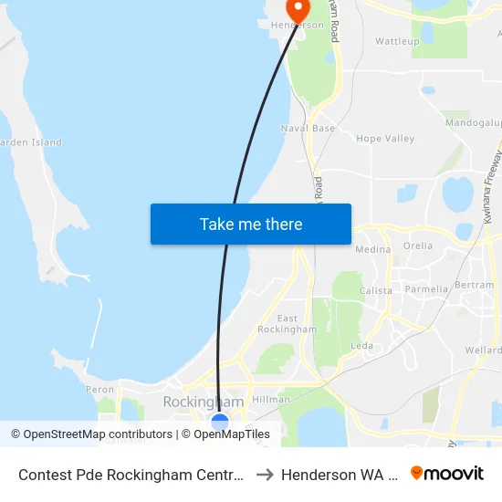 Contest Pde Rockingham Centre Shopping Ctr to Henderson WA Australia map