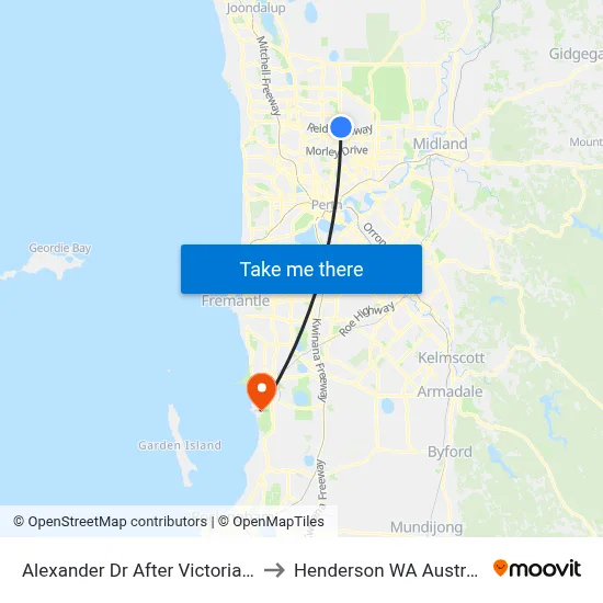 Alexander Dr After Victoria Rd to Henderson WA Australia map