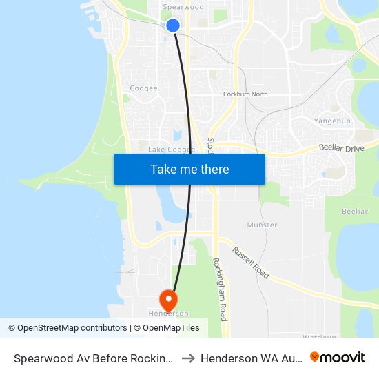 Spearwood Av Before Rockingham Rd to Henderson WA Australia map