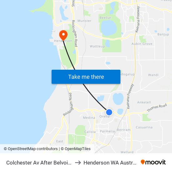 Colchester Av After Belvoir Cr to Henderson WA Australia map