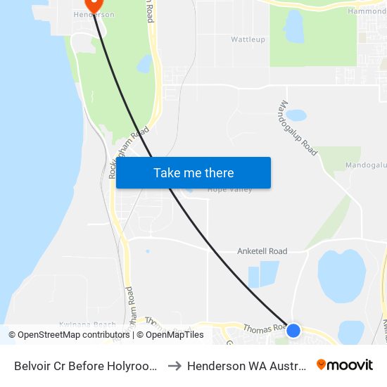 Belvoir Cr Before Holyrood Cl to Henderson WA Australia map