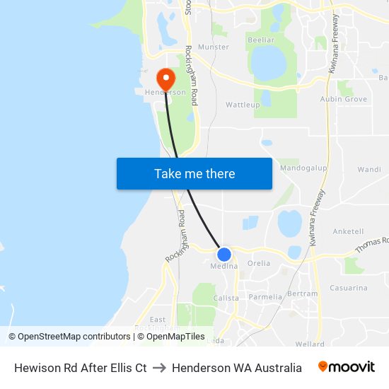 Hewison Rd After Ellis Ct to Henderson WA Australia map