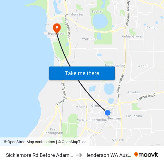 Sicklemore Rd Before Adamson Rd to Henderson WA Australia map