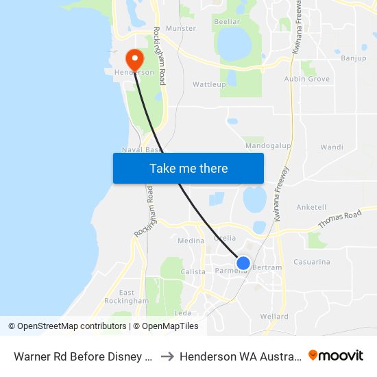 Warner Rd Before Disney Rd to Henderson WA Australia map