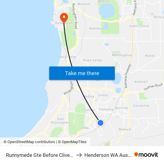 Runnymede Gte Before Cliveden Av to Henderson WA Australia map