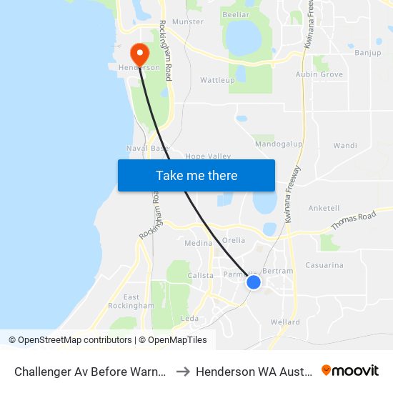 Challenger Av Before Warner Rd to Henderson WA Australia map