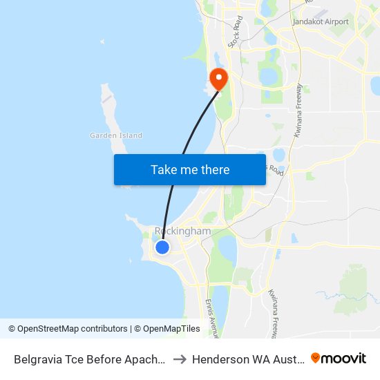 Belgravia Tce Before Apache Bvd to Henderson WA Australia map