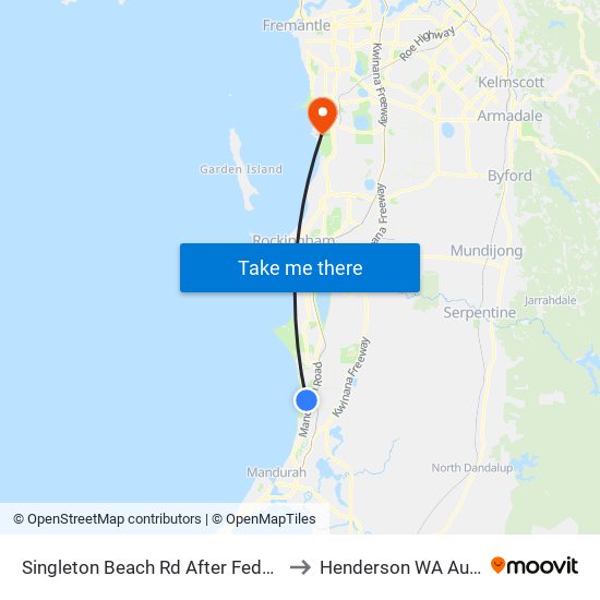 Singleton Beach Rd After Federation Dr to Henderson WA Australia map