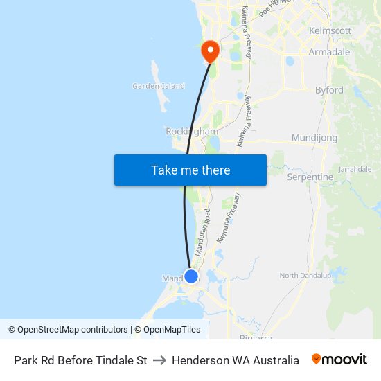 Park Rd Before Tindale St to Henderson WA Australia map