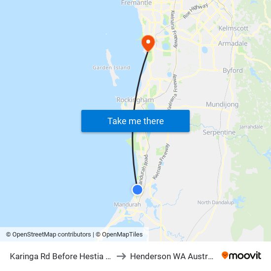 Karinga Rd Before Hestia Wy to Henderson WA Australia map