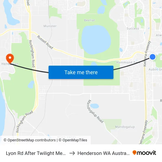 Lyon Rd After Twilight Mews to Henderson WA Australia map