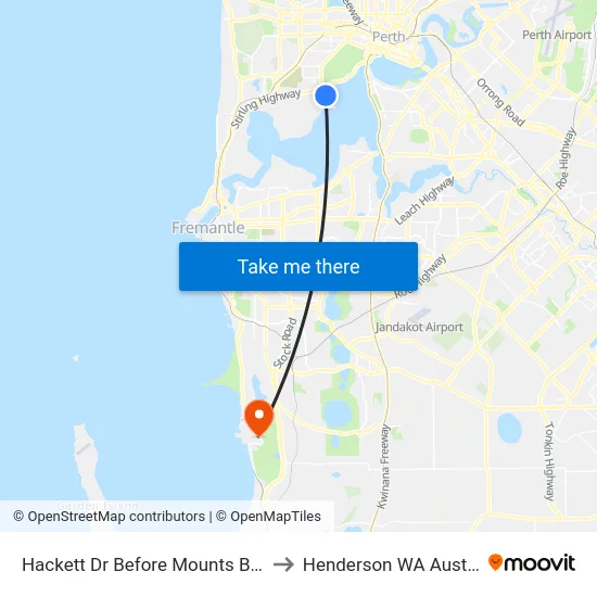 Hackett Dr Before Mounts Bay Rd to Henderson WA Australia map