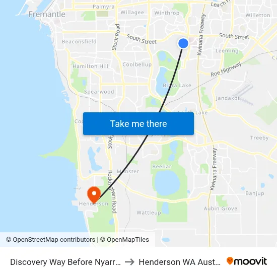 Discovery Way Before Nyarrie Dr to Henderson WA Australia map
