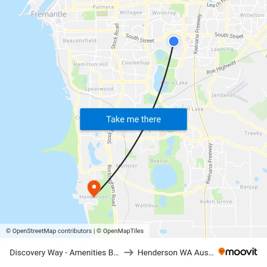 Discovery Way - Amenities Building to Henderson WA Australia map