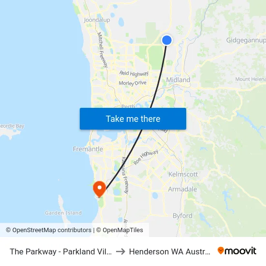 The Parkway   - Parkland Villas to Henderson WA Australia map