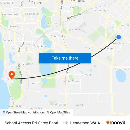 School Access Rd Carey Baptist College to Henderson WA Australia map