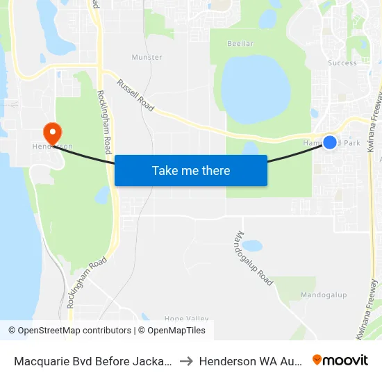 Macquarie Bvd Before Jackadder Av to Henderson WA Australia map