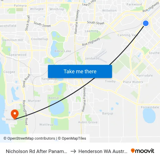 Nicholson Rd After Panama St to Henderson WA Australia map