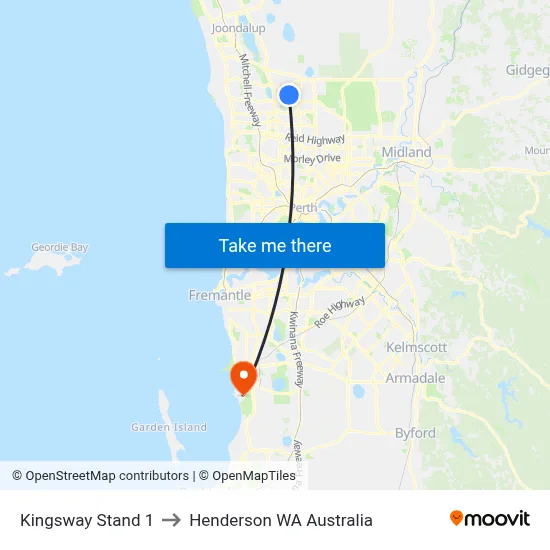Kingsway   Stand 1 to Henderson WA Australia map