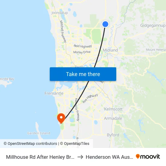 Millhouse Rd After Henley Brook Av to Henderson WA Australia map